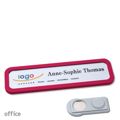 Name badges OFFICE, magnetic smag® Magnet | purple | 75 x 17 mm
