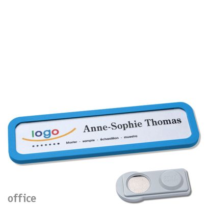 Name badges OFFICE, magnetic smag® Magnet | medium blue | 75 x 17 mm