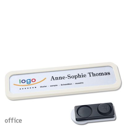 Name badges OFFICE, magnetic smag® magnet, extra strong | white | 75 x 17 mm