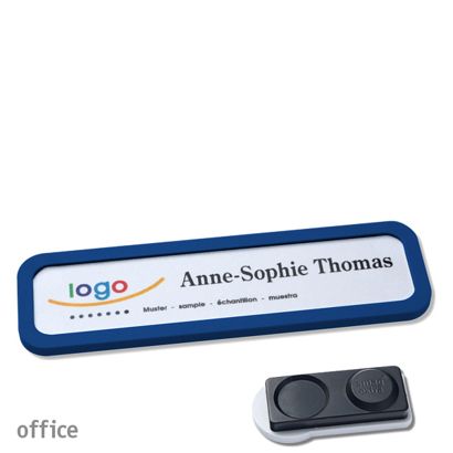 Name badges OFFICE, magnetic smag® magnet, extra strong | dark blue | 75 x 17 mm
