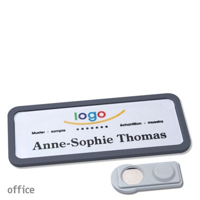 Name badges OFFICE, magnetic smag® Magnet | anthracite | 75 x 27 mm