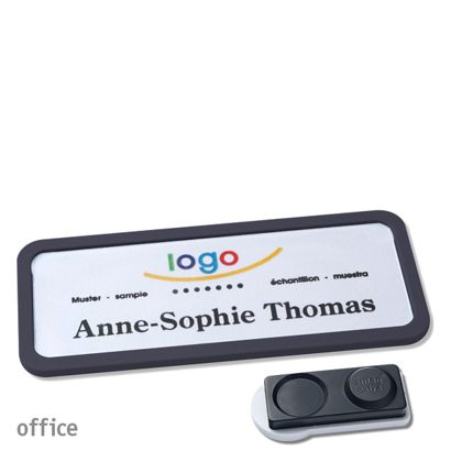 Name badges OFFICE, magnetic smag® magnet, extra strong | black | 75 x 27 mm