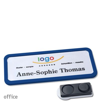 Name badges OFFICE, magnetic smag® magnet, extra strong | dark blue | 75 x 27 mm
