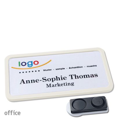 Name badges OFFICE, magnetic smag® magnet, extra strong | white | 75 x 37 mm