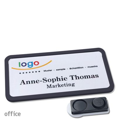 Name badges OFFICE, magnetic smag® magnet, extra strong | black | 75 x 37 mm