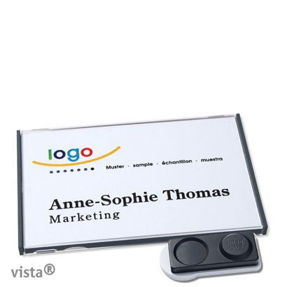 Name badges VISTA, magnetic smag® magnet, extra strong | anthracite | 75 x 47 mm