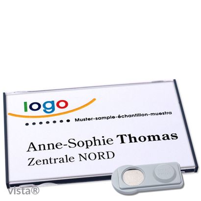 Name badges VISTA, magnetic smag® Magnet | anthracite | 85 x 54 mm