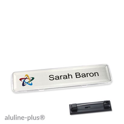 Name badges with pin aluline plus silver | 68 x 15,75 mm