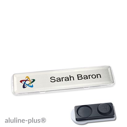 Name badges aluline-plus®, magnetic smag® magnet, extra strong | silver | 68 x 15,75 mm