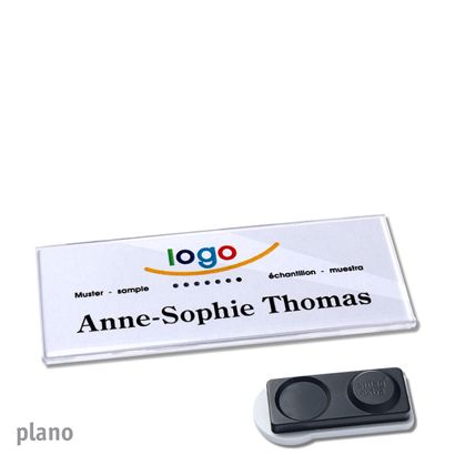 Name badges PLANO, magnetic smag® magnet, extra strong | 75 x 27 mm