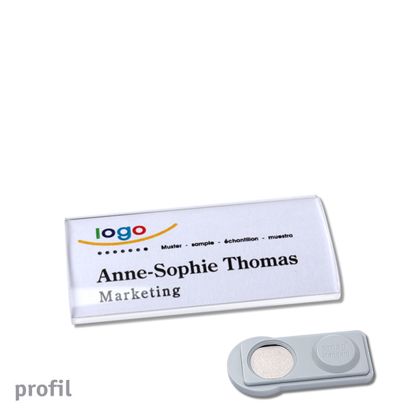 Name badges PROFIL, magnetic smag® Magnet | 60 x 27 mm