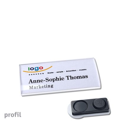 Name badges PROFIL, magnetic smag® magnet, extra strong | 60 x 27 mm