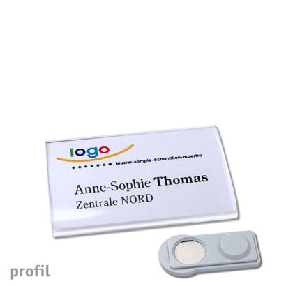 Name badges PROFIL, magnetic smag® Magnet | 60 x 37 mm