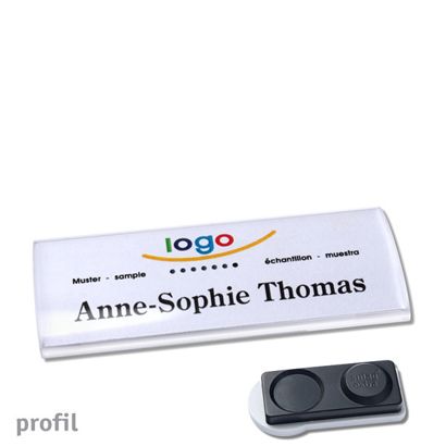 Name badges PROFIL, magnetic 75 x 27 mm  | smag® magnet, extra strong 