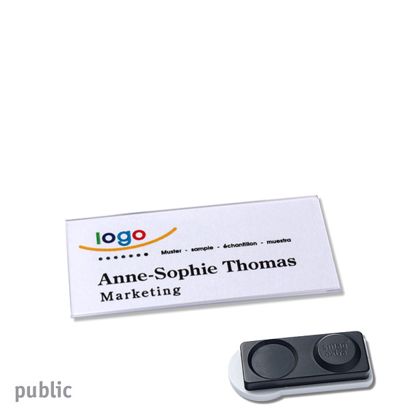 Jmenovky PUBLIC, magnetické 60 x 27 mm  | Magnet smag®, extra silný 