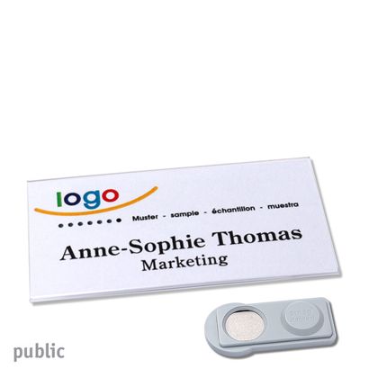 Name badges PUBLIC, magnetic smag® Magnet | 75 x 37 mm