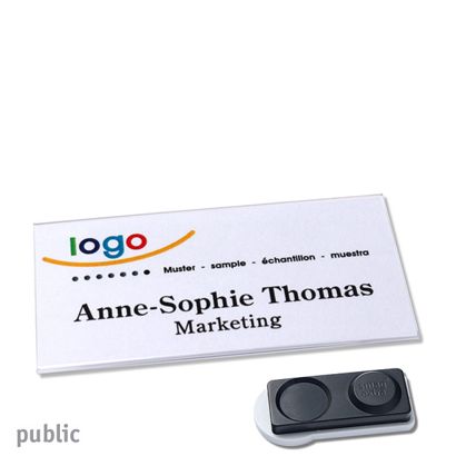 Name badges PUBLIC, magnetic smag® magnet, extra strong | 75 x 37 mm