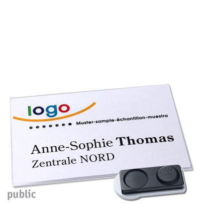 Name badges PUBLIC, magnetic smag® magnet, extra strong | 85 x 54 mm