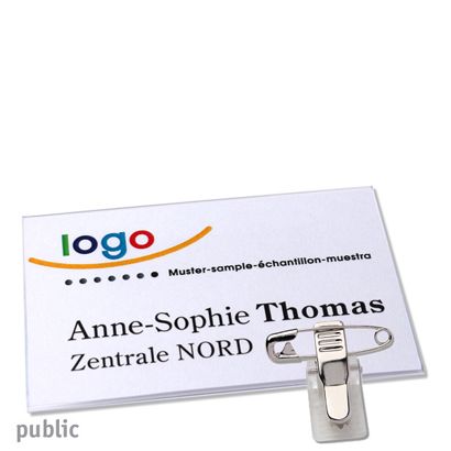 Name badges with clamp public 85 x 54 mm