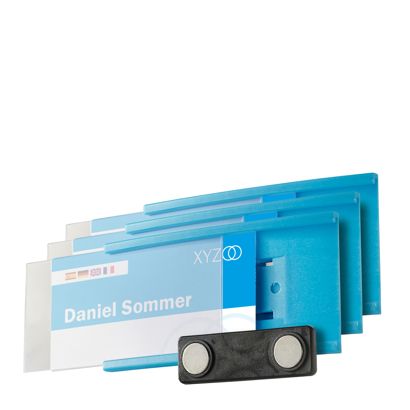 Name badges MEET, magnetic blue