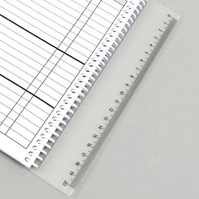 Bookmark ruler 20 cm for hanging in wire binding or spiral binding 