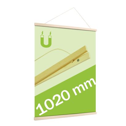 Wooden poster hangers, with suspension cord and magnetic fastening 1020 mm | Pine 