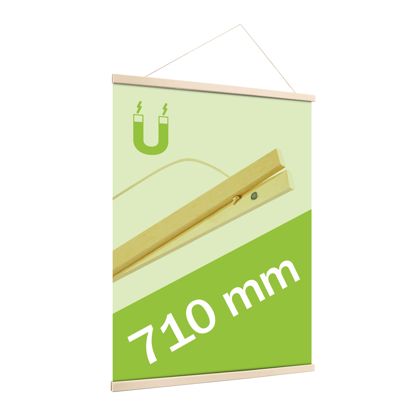 Wooden poster hangers, with suspension cord and magnetic fastening 710 mm | Pine 