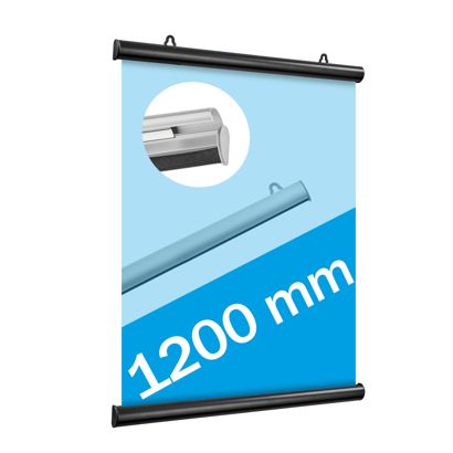 Upínací lišty na plakáty z hliníku, rozevírací 1200 mm | černá 