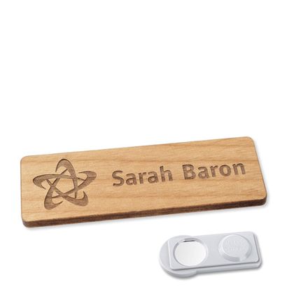Wooden name badge, timberline® "complete-engraved" 76,3 x 25,5 mm  | smag® Magnet 
