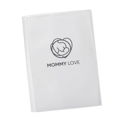 Covers for maternity records, custom-made 1-coloured | Open format: 180 x 390 mm Closed format: 180 x 130 mm | Screen printing | transparent | soft PVC | for ultrasound images