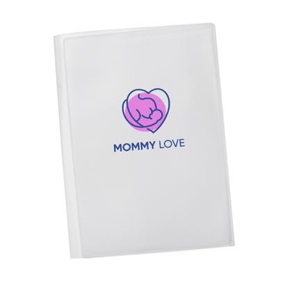 Covers for maternity records, custom-made 2-coloured | Open format: 180 x 390 mm Closed format: 180 x 130 mm | Screen printing | transparent | soft PVC | for ultrasound images