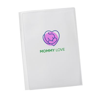 Covers for maternity records, custom-made 3-coloured | Open format: 180 x 390 mm Closed format: 180 x 130 mm | Screen printing | transparent | soft PVC | for ultrasound images