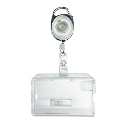 ID pockets hard plastic with extendable key ring white|transparent  | slider 