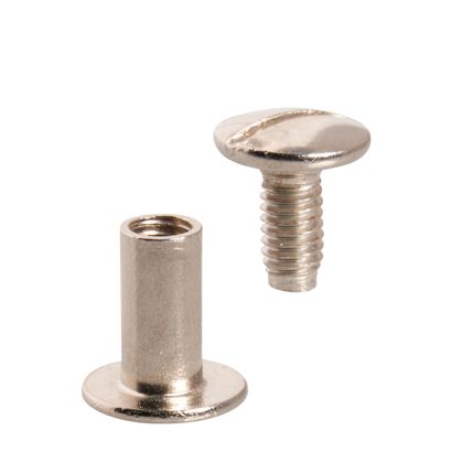 Knihařské šrouby, poniklované 11 mm | Objímka hladká, šroub s drážkou 