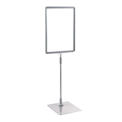 Poster frame with base and mount (set) A4 grey  | Base: grey  | Aluminium rod adjustable from 350 to 550 mm 