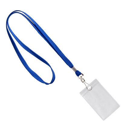 Pouzdro na průkaz s páskem  modrá  |  86 x 54 mm  | Formát na výšku 