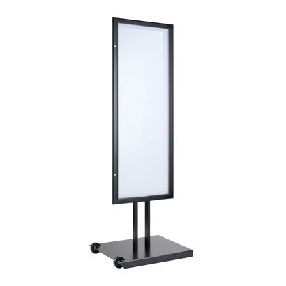 Stojan na menu Outdoor, pojízdný, uzamykatelný, 8 x A4, černý 