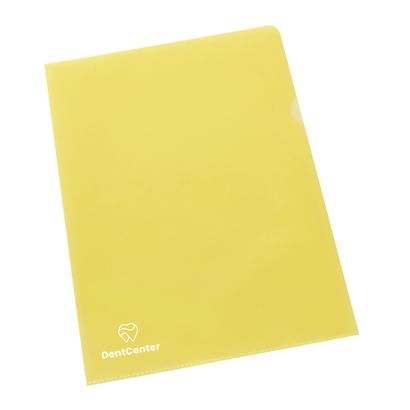 Cut flush folders A4 printed 1-coloured | Screen printing | yellow | PP | 120 µm | grained