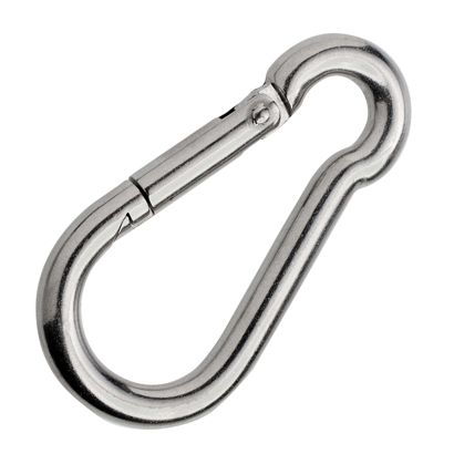 Carabiner, stainless steel, polished 80 mm