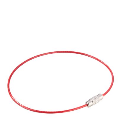 Drátěné lanko s otočným zapínáním, barevně potažené červená  | 220 mm