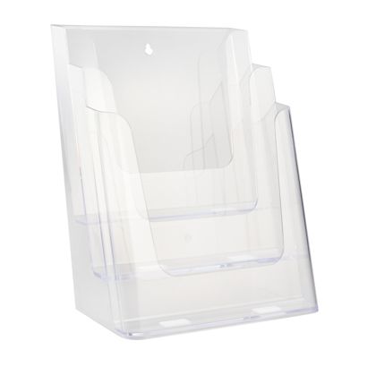Wall-mounted/free-standing leaflet holder, polystyrene, transparent PTXC 3 x A4