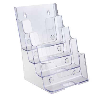 Wall-mounted/free-standing leaflet holder, polystyrene, transparent PTXC 4 x A5