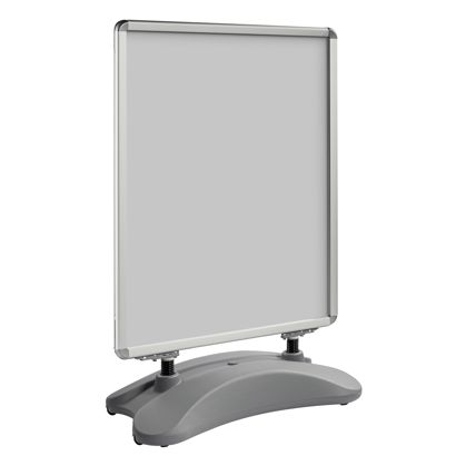 Reklamní stojan STORM-STOP Lite A0 s nádržkou na vodu, odolný proti větru, profil 32 mm, zaoblené rohy stříbrná 