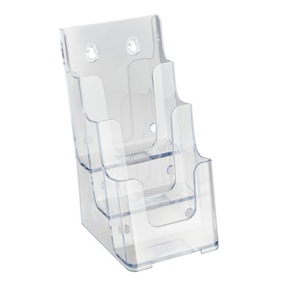 Wall-mounted/free-standing leaflet holder, polystyrene, transparent PTXC 3 x 1/3 A4