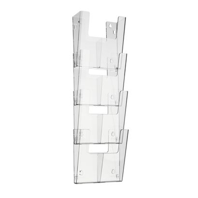 Wall leaflet holder, polystyrene, incl. dividers, transparent PTXK portrait | A4 + 1/3 A4