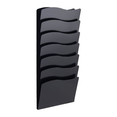 Wall leaflet holder, A4 portrait, steel PTXG black  | 7 trays 