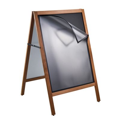 Reklamní stojan COMBI, 590 x 785 mm, s magnetickým rámem, s tabulí, dřevodekor 