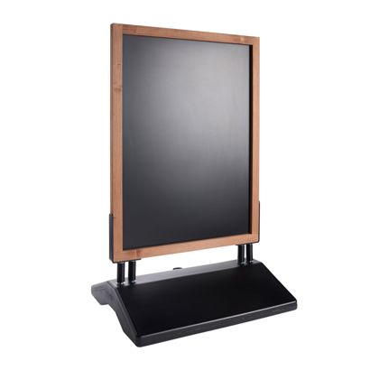Wooden pavement sign WOOD-STOP SWING outdoor, 62 x 87 cm chalkboard, windproof 