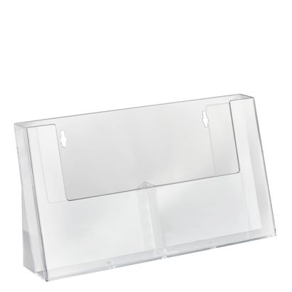Leaflet holder, parallel trays, polystyrene, portrait, transparent, Taymar 2 | A5