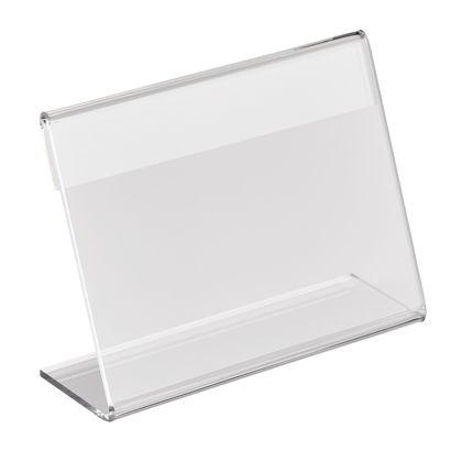 L-shaped sign holder, acrylic 95 x 70 mm  | Landscape 